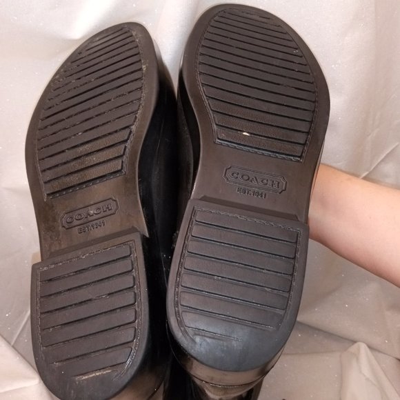 * COACH, Trist, Signature Black Grey Boots Rainboots Rubber Canvas Size 9 - Picture 11 of 13